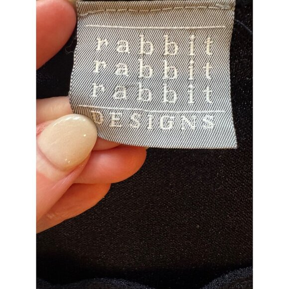 Rabbit Rabbit Rabbit Dress Women 16 Navy Blue Knit Short Sleeve Fit‎ And Flare - Picture 7 of 9